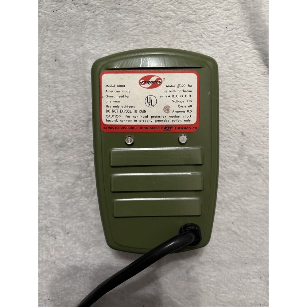 Structo Bar-B-Q Grill rotisserie motor 1960s Model #390 BBQ barbecue